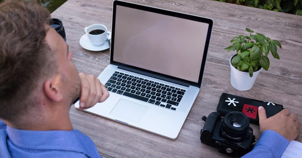 Remote worker working on laptop