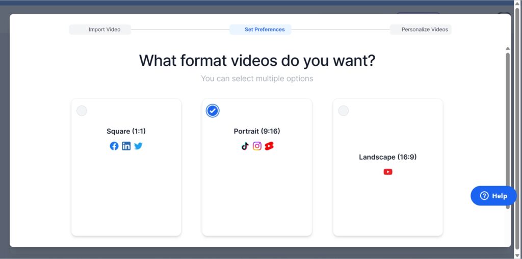 Vidyo.ai's video format alternatives.