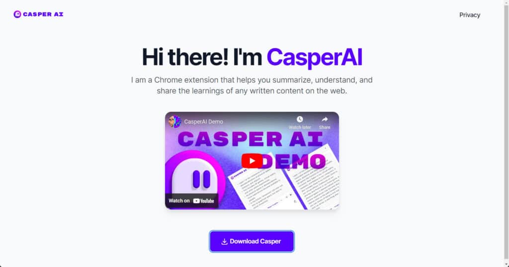 Casper AI Home Page